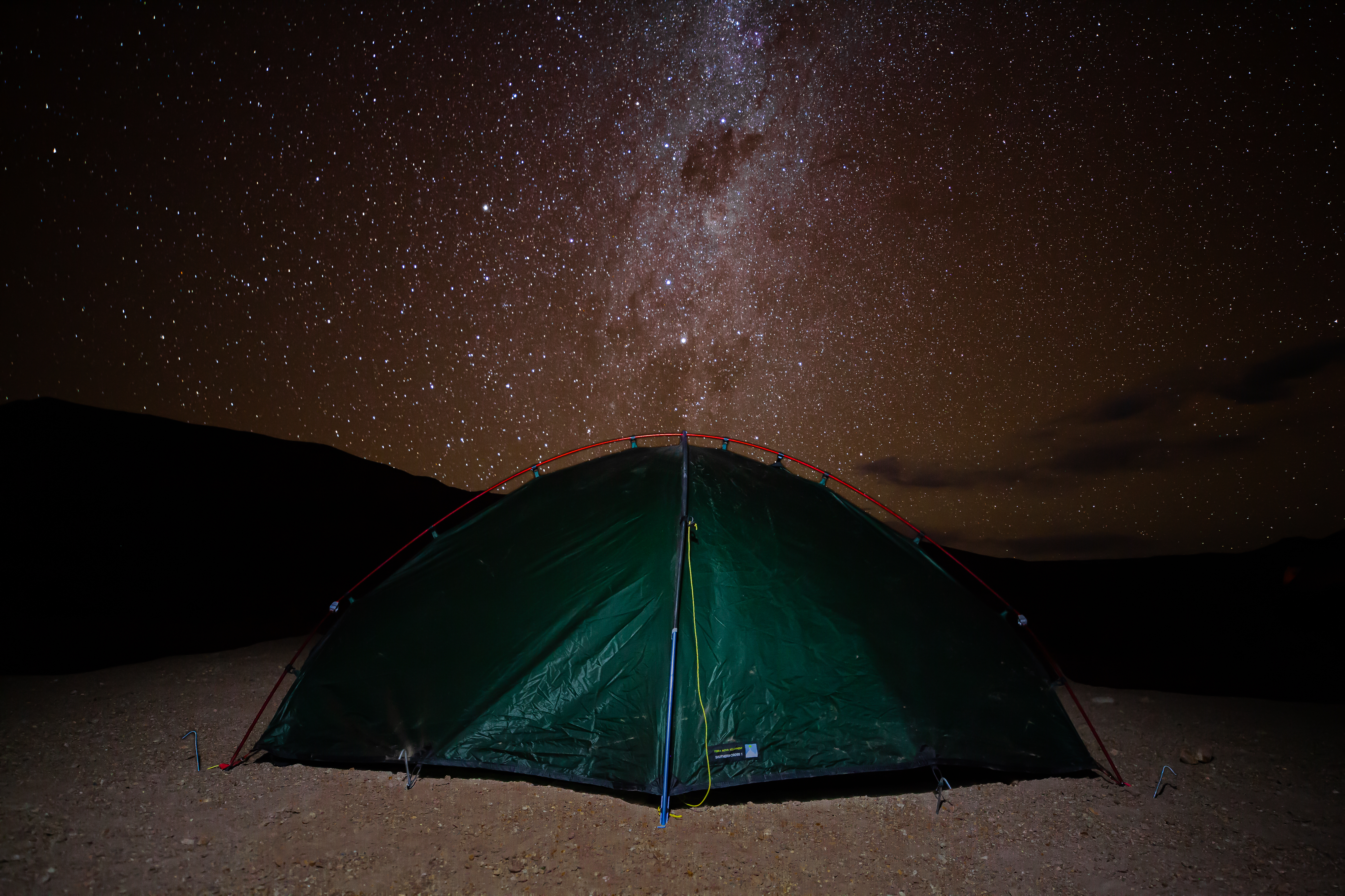 Southern Cross tent under the Southern Cross constellation