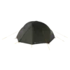 16_TN_Solar_Horizon2_01_co-3.webp Olive-green two-person dome tent with a full rainfly, crossed pole frame and yellow guy lines staked out, photographed against a black background.