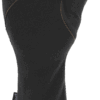21PLG-Power-Liner-Wrist-Gaiter-Black-Palm-1.png Black wrist-length fleece fingerless glove with a short thumb sheath, curved orange contrast stitching and a small branded fabric tag at the cuff