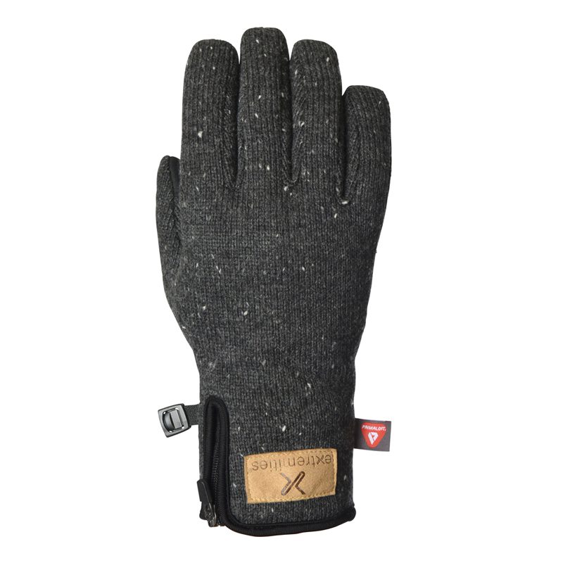 22FUGP-Furnace-Pro-Glove-Back-72dpi-3.jpg Dark charcoal flecked knit glove showing the back of the hand, with a small wrist zipper, tan leather label and a red insulation tag.