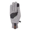 22IGG-Igneous-Glove-Palm-300dpi-1.jpg Palm-up grey wool-style winter glove with black synthetic grip patches across the palm and index fingertip, ribbed cuff with a black tab bearing orange XDRY branding and a small side clip.