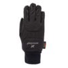 Single black insulated glove shown palm down with stitched panels, knitted elastic wrist cuff, grey Extremities logo and a small XDRY fabric tag