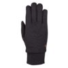 Single black insulated left-hand glove with a fitted cuff, smooth fabric and a small orange logo near the wrist on a white background.