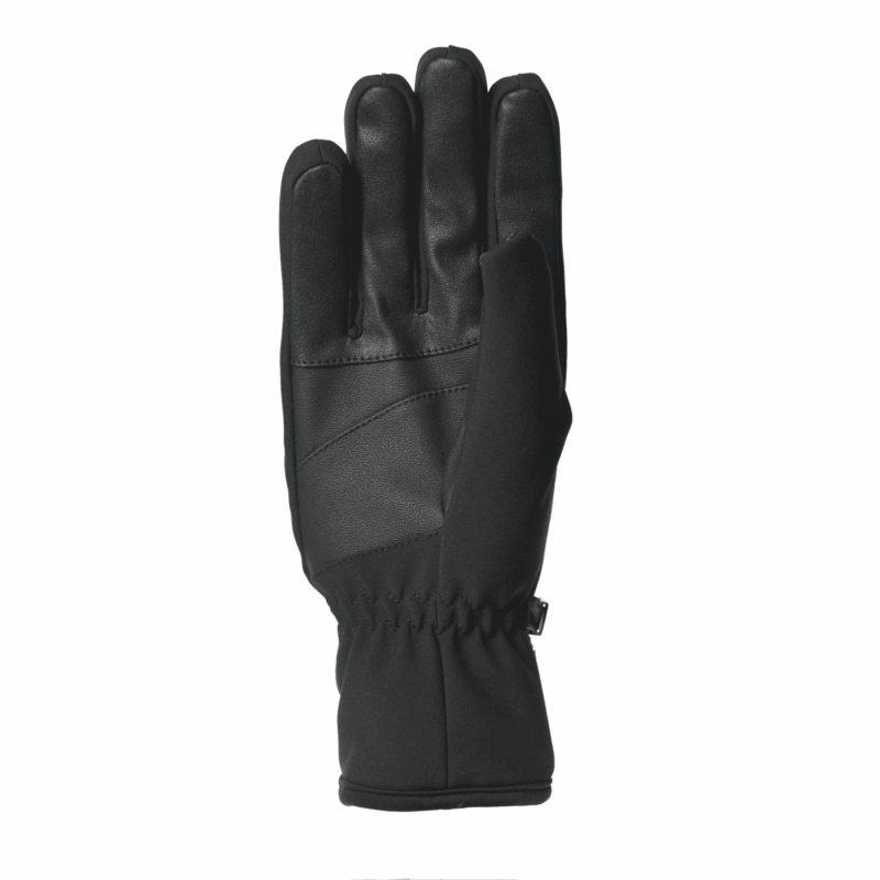 22TRDG-Tornado-Glove-Palm-1500x1500px-3.png Black insulated winter glove on a white background, shown palm-up with textured synthetic-leather palm panels, stitched finger seams and an elasticated wrist.