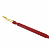 Red anodised aluminium tent peg with a pointed tip and embossed TERRA-NOVA.CO.UK logo, fitted with a short yellow cord loop and shown on a black background.