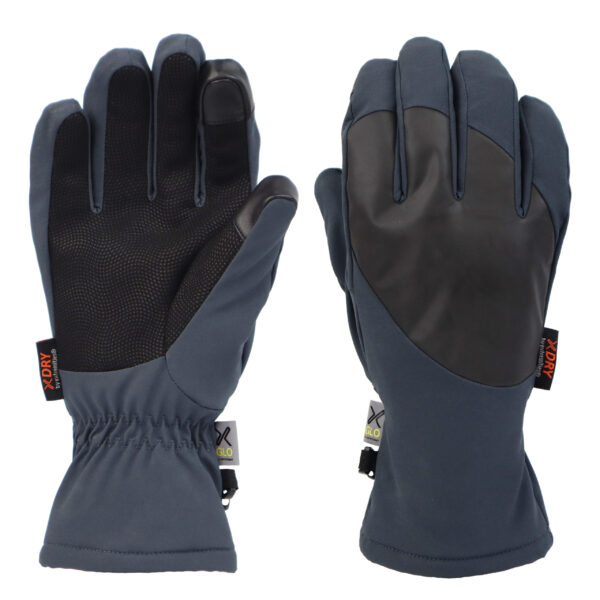 Water-resistant outdoor gloves featuring a durable grip and flexible design, ideal for cold weather activities. The gloves have a snug fit with an adjustable cuff for added comfort and protection.