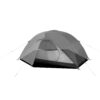 Axis-2-1500x1500-1-3.jpg Grey freestanding dome camping tent with rainfly and an open front zip revealing a mesh inner door and black bathtub-style floor, shown staked with guylines.