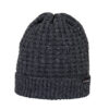 Bamford-Beanie-Charcoal-Cut-Out-300dpi-1.jpg Charcoal-grey ribbed knit beanie with a folded cuff and a small black 'extremities' label on the hem.