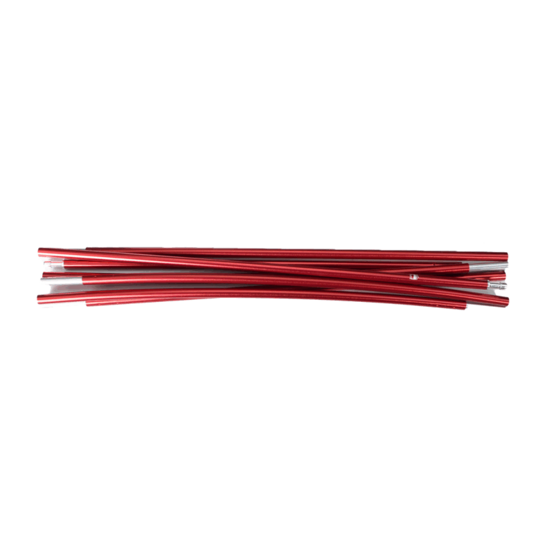 Blizzard-2-Red-Pole-3.png Loose bundle of thin red metallic tubes with silver connector ends laid horizontally on a white background.