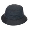 Plain black bucket hat with stitched narrow brim and visible top seam, photographed on a white background.