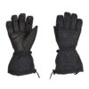 Defence-Glove-Front-Back-Terra-Nova-1-3.jpg Pair of black insulated winter gloves with leather palms and reinforced panels, elasticated wrists and long gauntlet cuffs with drawcords, shown palm-up (left) and back-up (right) on a white background.