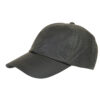Dark green baseball cap with a curved brim, visible panel stitching and a small top button, photographed against a white background.