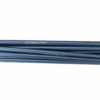 Several long teal-blue plastic tubes with white printed markings stacked horizontally against a white background