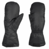 Mountain-Glove-Inner-1-3.png Pair of black insulated winter mittens on a white background, left showing palm and thumb seams and right showing the back with an elasticated wrist and short gauntlet secured by a hook-and-loop strap.