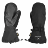 Mountain-Mitts-3.png Pair of black insulated winter mittens—one showing a textured leather palm and the other showing the fabric back with an adjustable wrist strap, drawcord cuff and Gore‑Tex tags