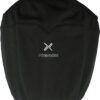 Black balaclava-style head cover with a white stylised 'X' logo and the word extremities embroidered on the front, featuring a curved top seam and elasticated bottom edge.
