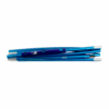 Collapsed set of blue anodised aluminium tent pole sections with silver end ferrules and a black shock-cord connector, arranged horizontally on a white background.