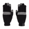 Thinny-Touch-Glove-Reflective-Back-and-Palm_3000px_300dpi-1.png Pair of black knitted gloves laid flat side by side, with grey touchscreen tips on the thumbs and fingers, white horizontal stripes across the back of each hand and ribbed cuffs with a small brand tag.