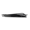 Trisar-2D-Black-Pole-4.png Stack of black collapsible tent poles with silver ferrule ends laid parallel on a white background.