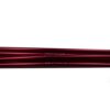 Stack of glossy deep-red aluminium tent poles arranged horizontally across the centre of a white background, with faint printed DAC Featherlite branding visible
