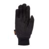 Black glove shown palm-side up with five fingers extended, ribbed elastic wrist cuff and small orange XDRY fabric tag at the side
