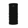 Black tubular neck gaiter made of smooth fabric with a small white Extremities logo near the top and gentle horizontal gathers toward the lower half.