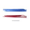 zoom_Coshee_3_Pole_Set-3.jpg Three sets of collapsible aluminium tent poles on a white background: a bundle of blue poles at the top, a bundle of red poles in the middle, and a short silver pole below.