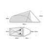 Side and plan diagrams of a two-person tunnel tent with measurements: overall length 295 cm, sleeping area 206 cm and porch 85 cm, interior width 90 cm, rear height 64 cm and peak height 100 cm, and vestibule depths marked 50 cm and 125 cm.