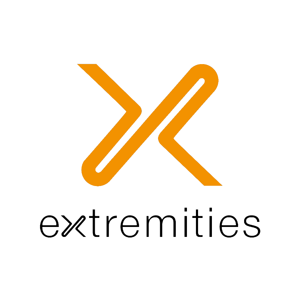 Bright orange background featuring a large bold black geometric wordmark across the right edge and a small black circle with a yellow triangular accent near the centre-left.